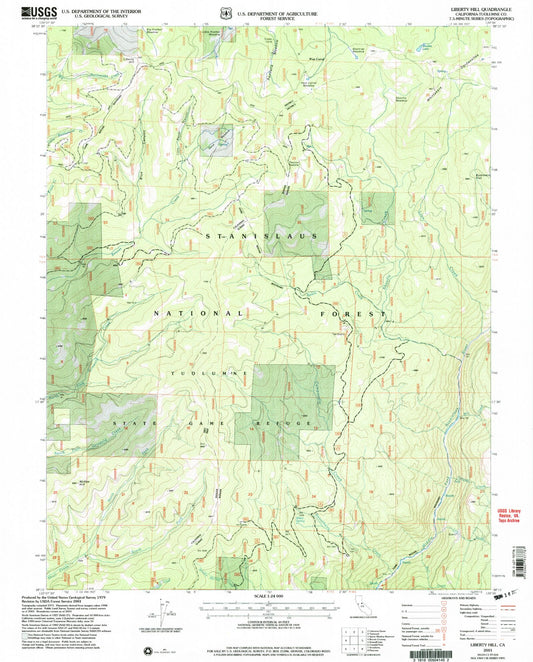Classic USGS Liberty Hill California 7.5'x7.5' Topo Map Image