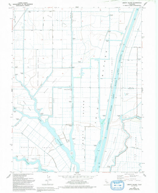 Classic USGS Liberty Island California 7.5'x7.5' Topo Map Image