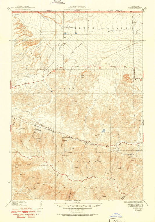 Classic USGS Liebre California 7.5'x7.5' Topo Map Image