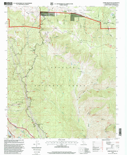 Classic USGS Liebre Mountain California 7.5'x7.5' Topo Map Image