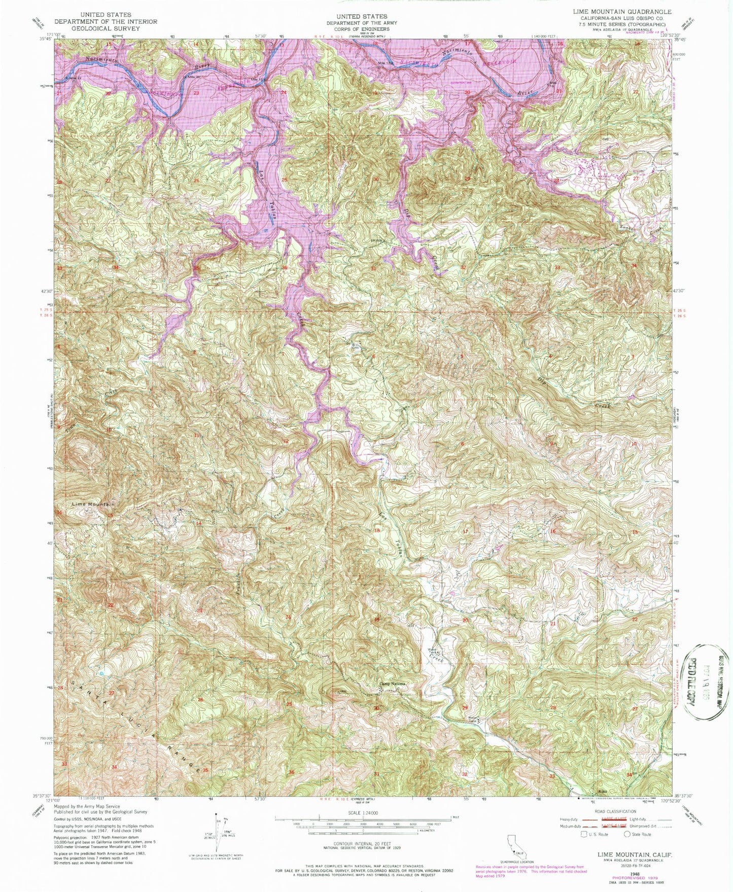 Classic USGS Lime Mountain California 7.5'x7.5' Topo Map Image