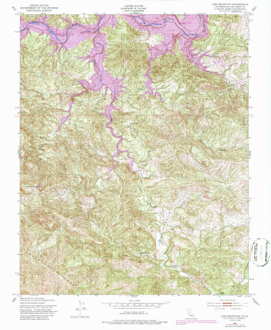 Classic USGS Lime Mountain California 7.5'x7.5' Topo Map Image