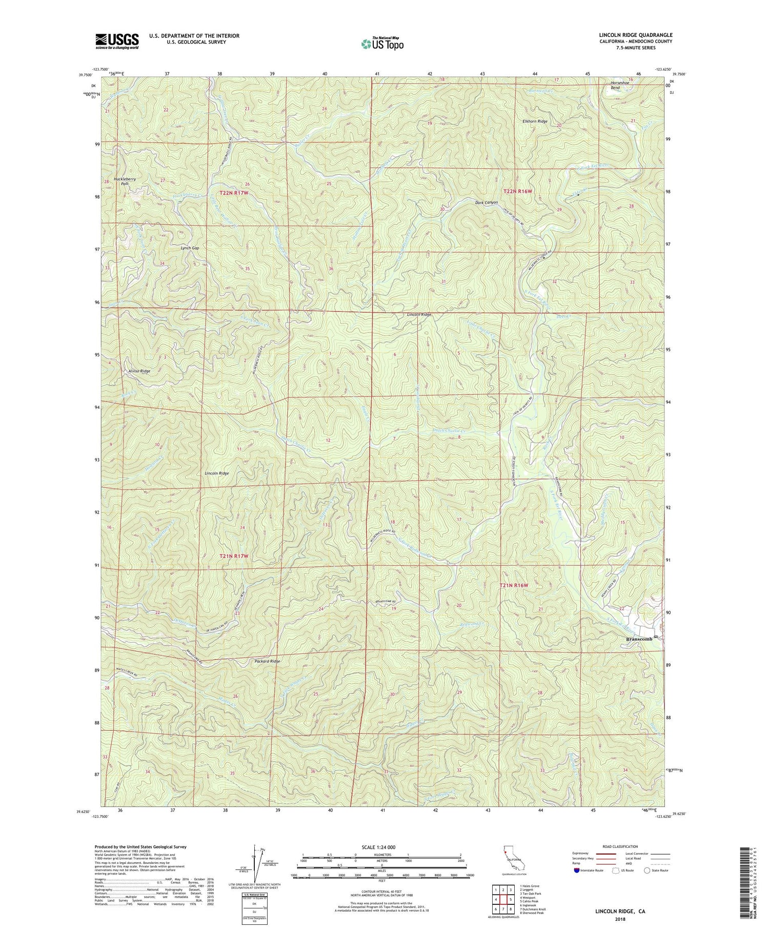 Lincoln Ridge California US Topo Map Image