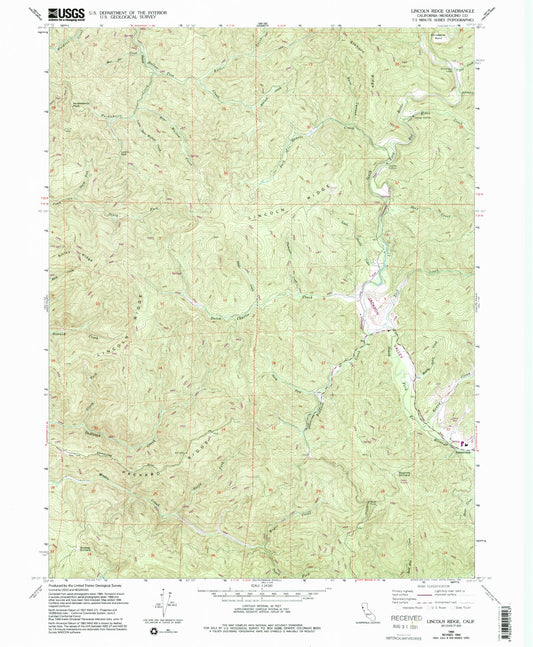Classic USGS Lincoln Ridge California 7.5'x7.5' Topo Map Image