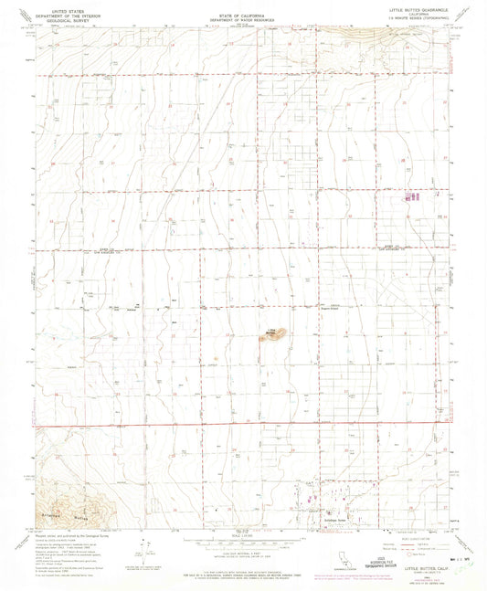Classic USGS Little Buttes California 7.5'x7.5' Topo Map Image