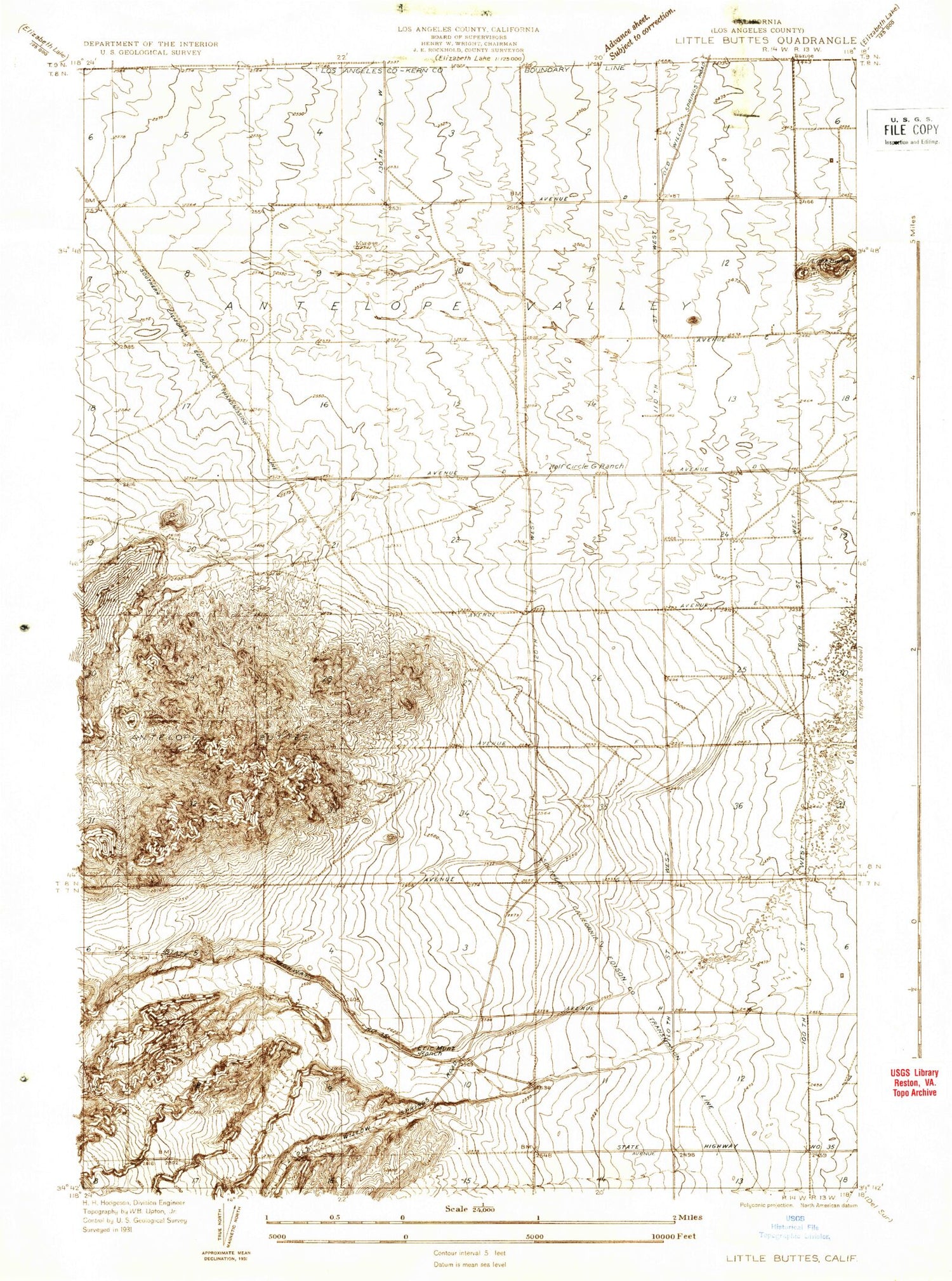 Classic USGS Little Buttes California 7.5'x7.5' Topo Map Image
