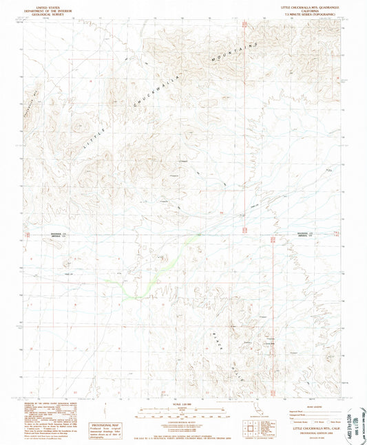 Classic USGS Little Chuckwalla Mountains California 7.5'x7.5' Topo Map Image