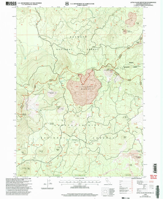Classic USGS Little Glass Mountain California 7.5'x7.5' Topo Map Image