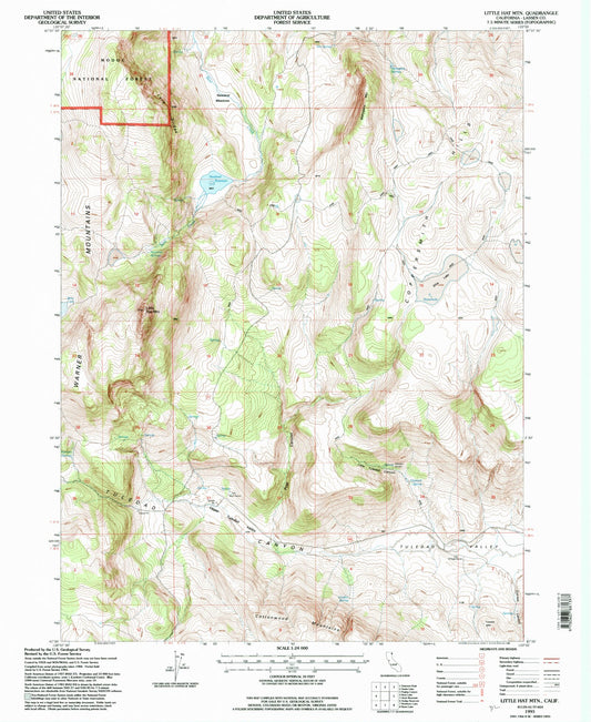 Classic USGS Little Hat Mountain California 7.5'x7.5' Topo Map Image