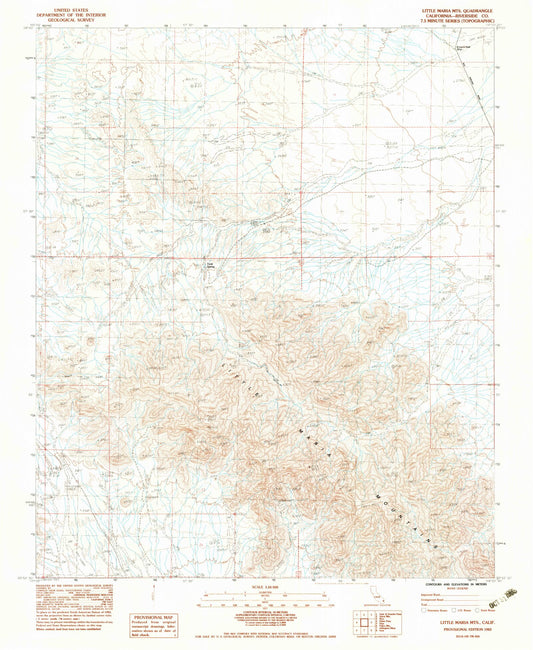 Classic USGS Little Maria Mountains California 7.5'x7.5' Topo Map Image