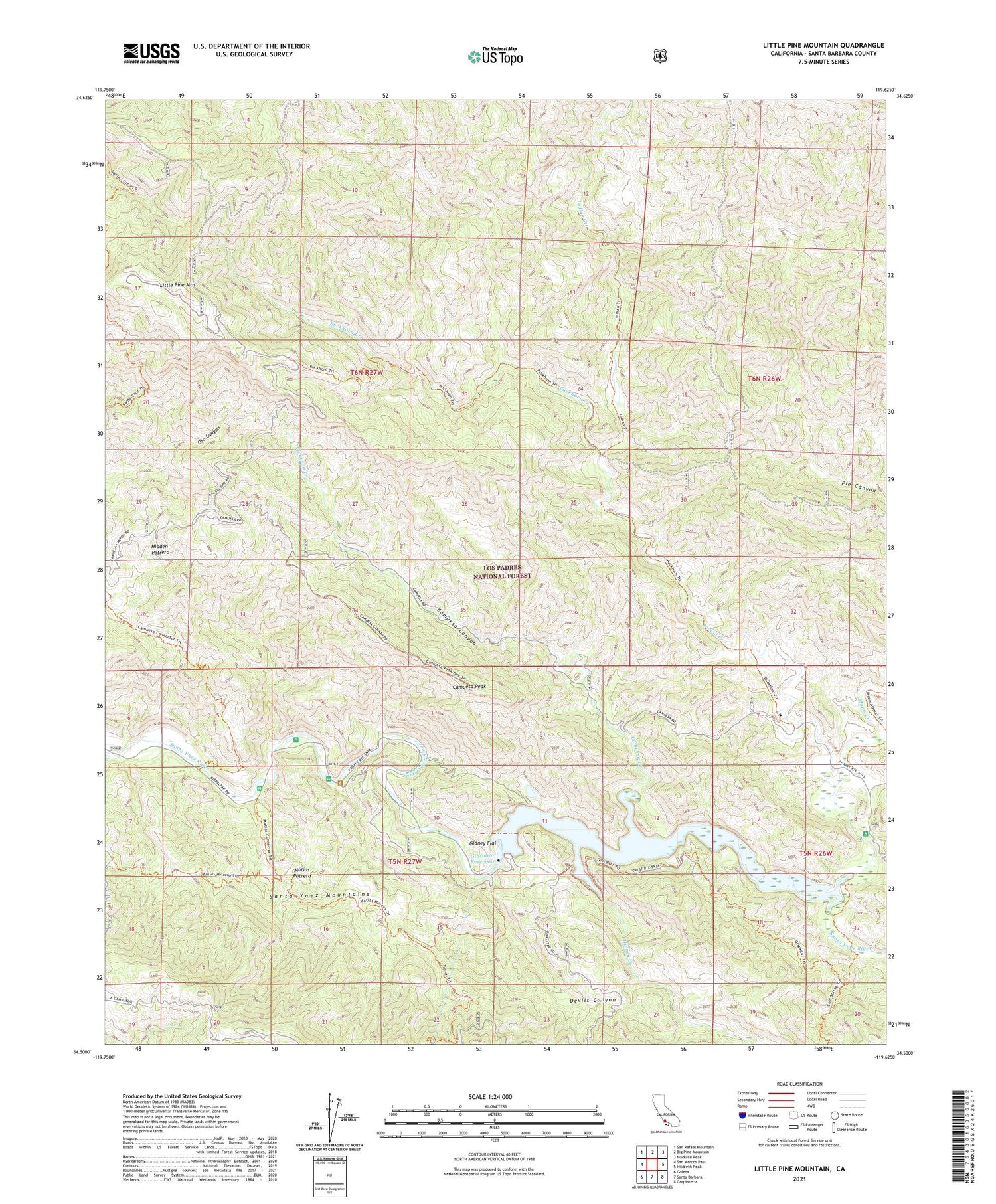 Little Pine Mountain California US Topo Map Image