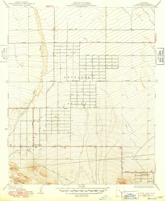 Classic USGS Little Rock California 7.5'x7.5' Topo Map Image