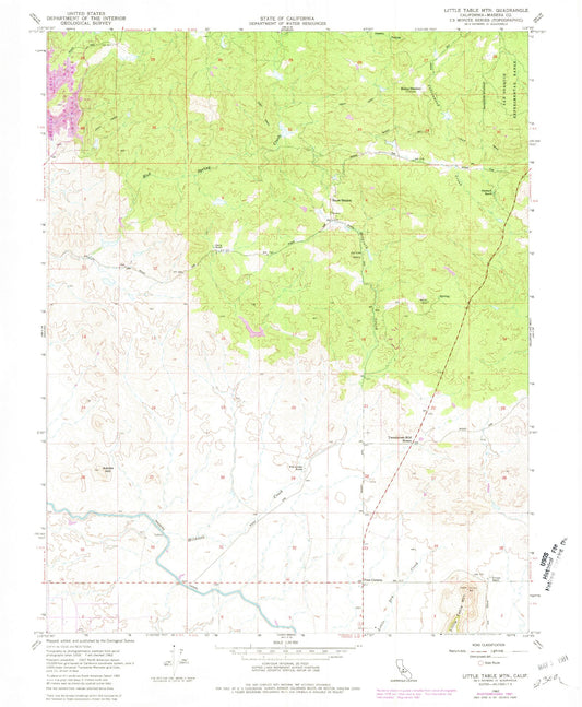 Classic USGS Little Table Mountain California 7.5'x7.5' Topo Map Image