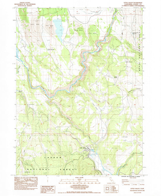 Classic USGS Little Valley California 7.5'x7.5' Topo Map Image