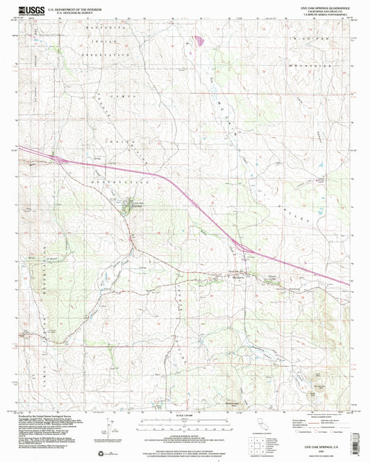 Classic USGS Live Oak Springs California 7.5'x7.5' Topo Map Image