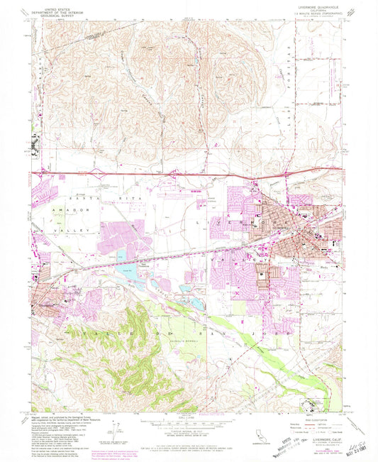 Classic USGS Livermore California 7.5'x7.5' Topo Map Image