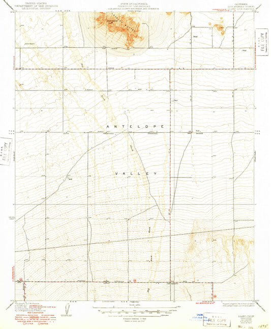 Classic USGS Llano California 7.5'x7.5' Topo Map Image