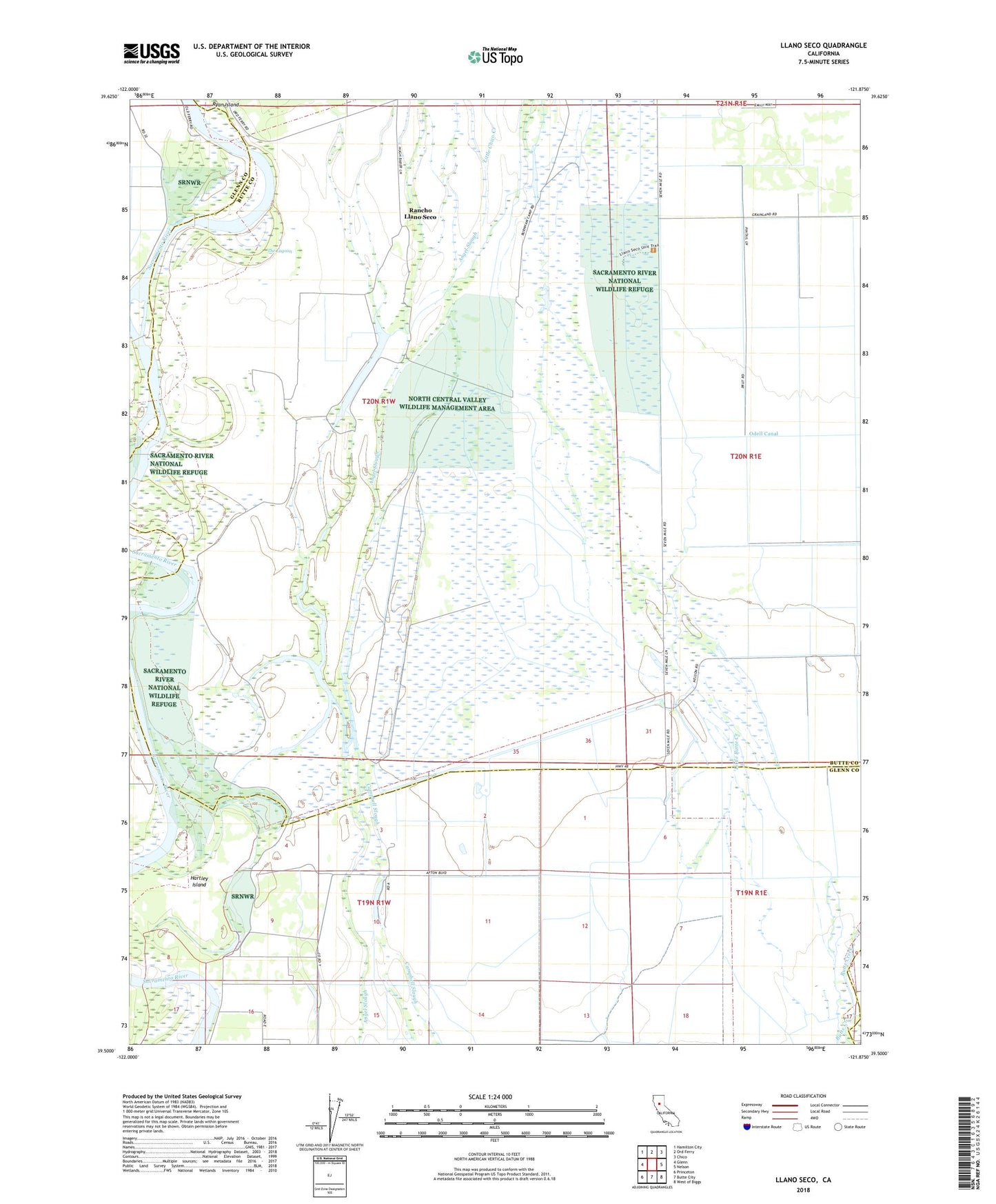 Llano Seco California US Topo Map Image