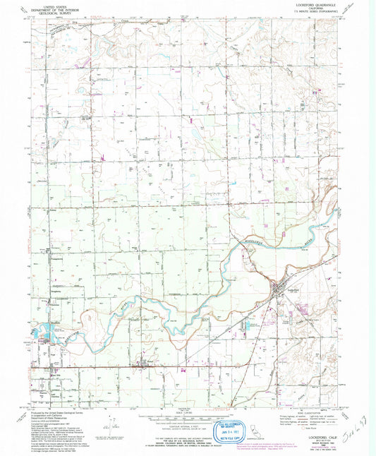 Classic USGS Lockeford California 7.5'x7.5' Topo Map Image