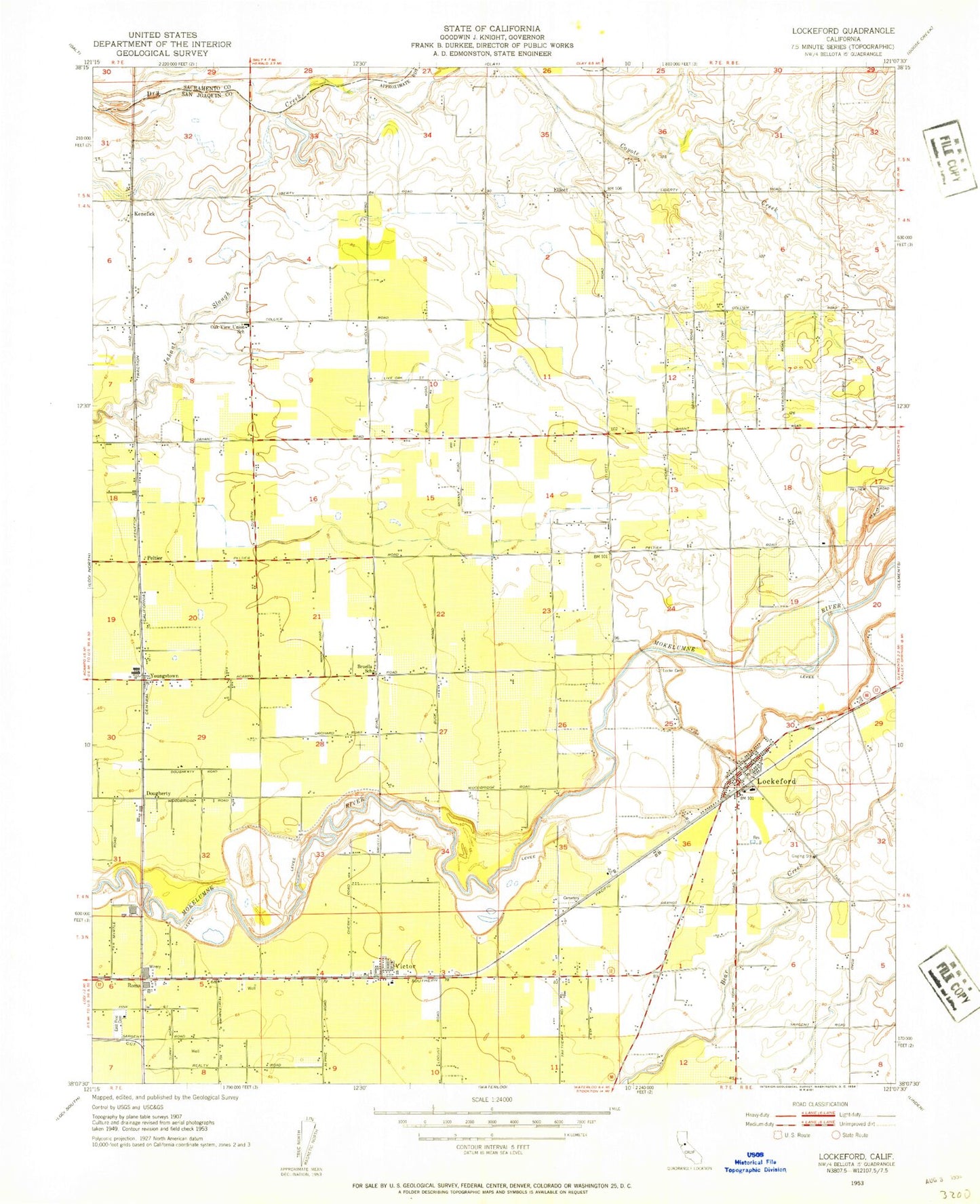 Classic USGS Lockeford California 7.5'x7.5' Topo Map MyTopo Map Store