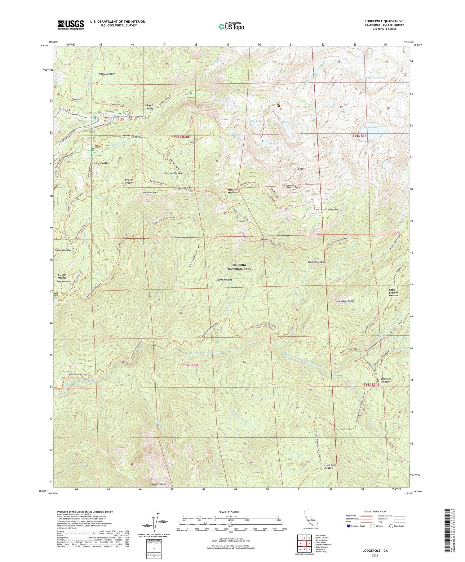 Lodgepole California US Topo Map Image