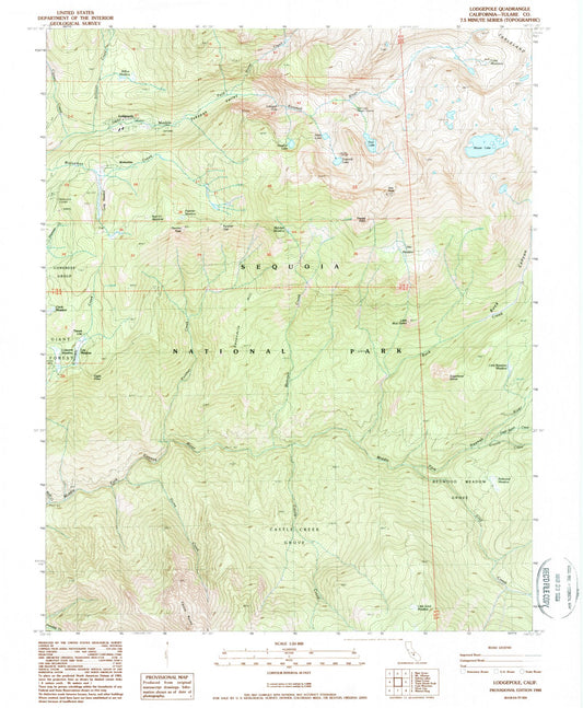 USGS Classic Lodgepole California 7.5'x7.5' Topo Map Image