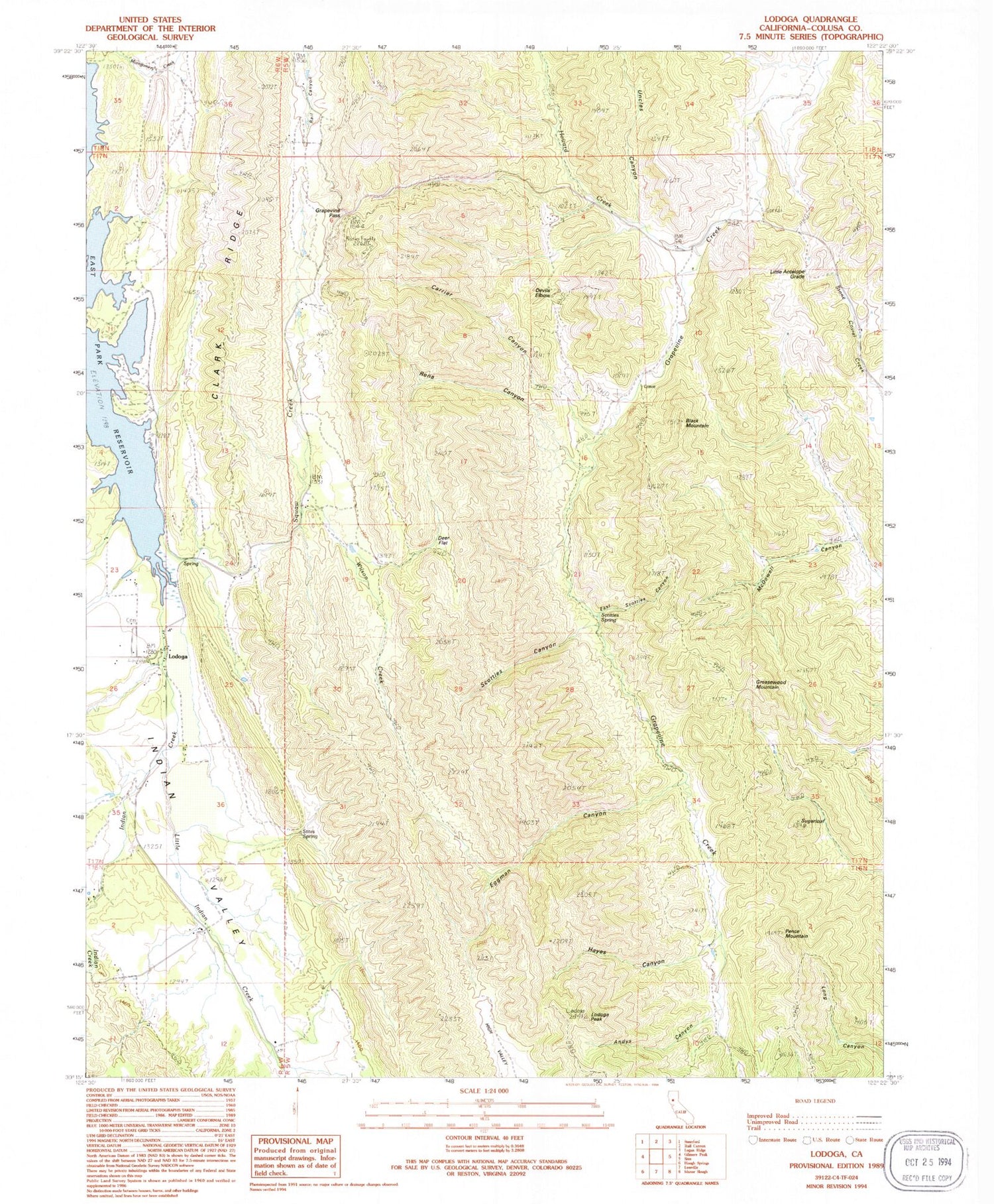 Classic USGS Lodoga California 7.5'x7.5' Topo Map Image