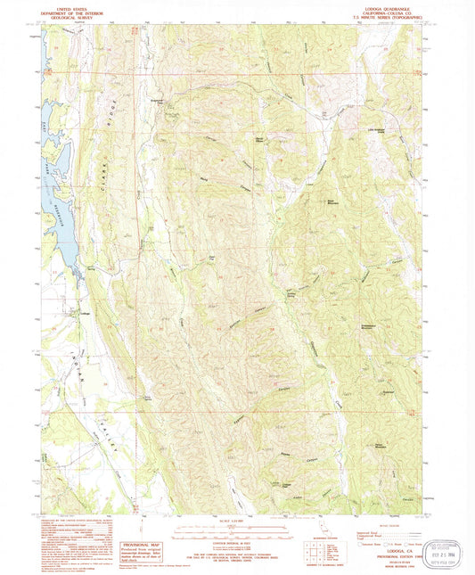 Classic USGS Lodoga California 7.5'x7.5' Topo Map Image