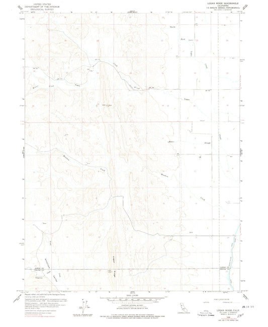 Classic USGS Logan Ridge California 7.5'x7.5' Topo Map Image