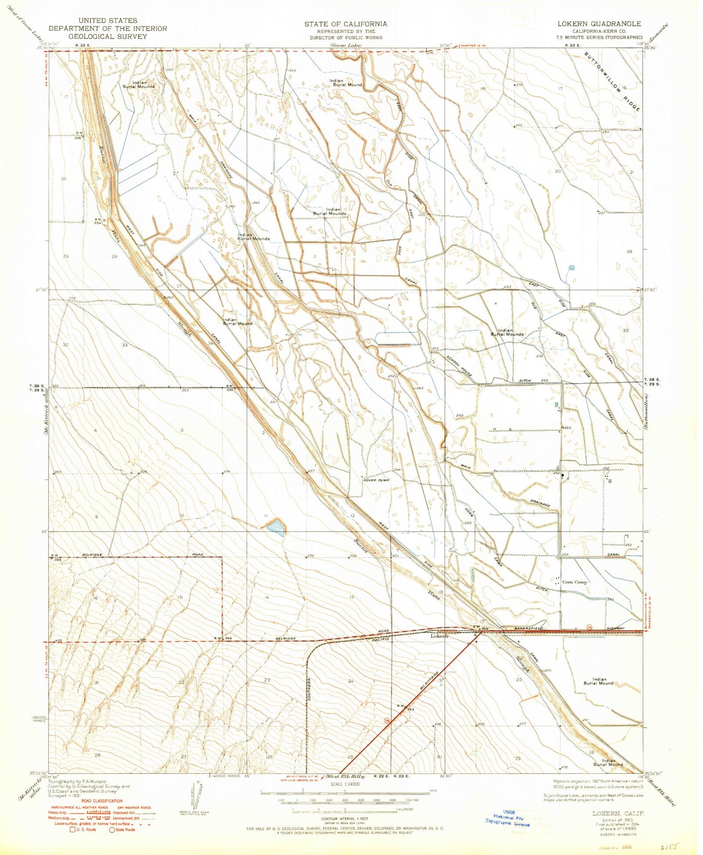 Classic USGS Lokern California 7.5'x7.5' Topo Map Image