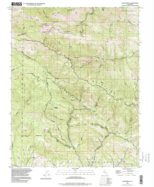 Classic USGS Loma Prieta California 7.5'x7.5' Topo Map Image