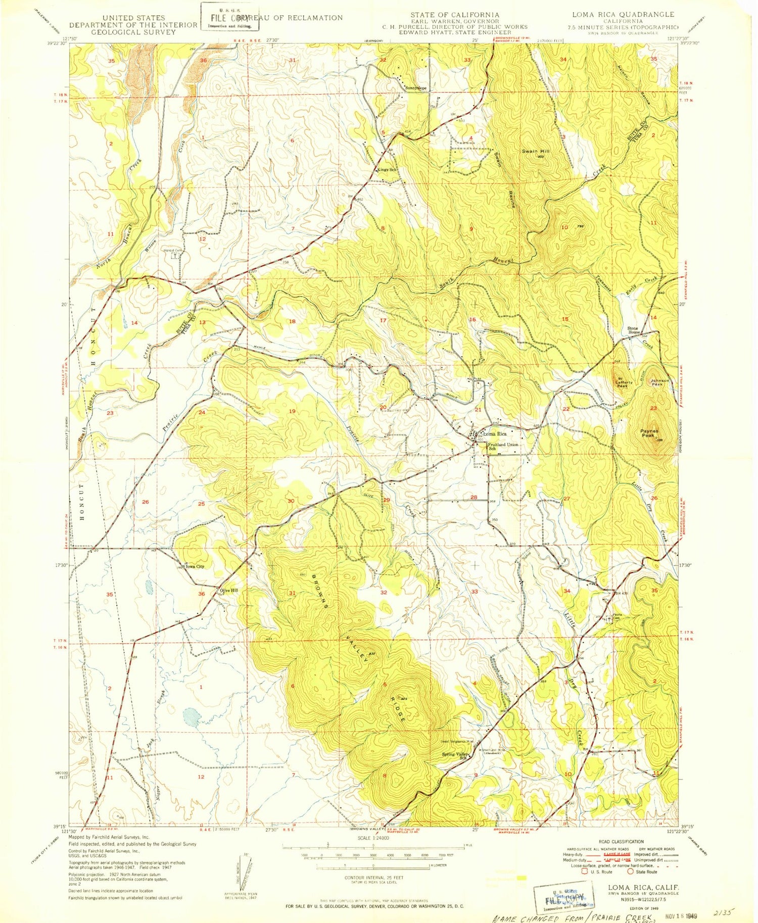 Classic USGS Loma Rica California 7.5'x7.5' Topo Map Image