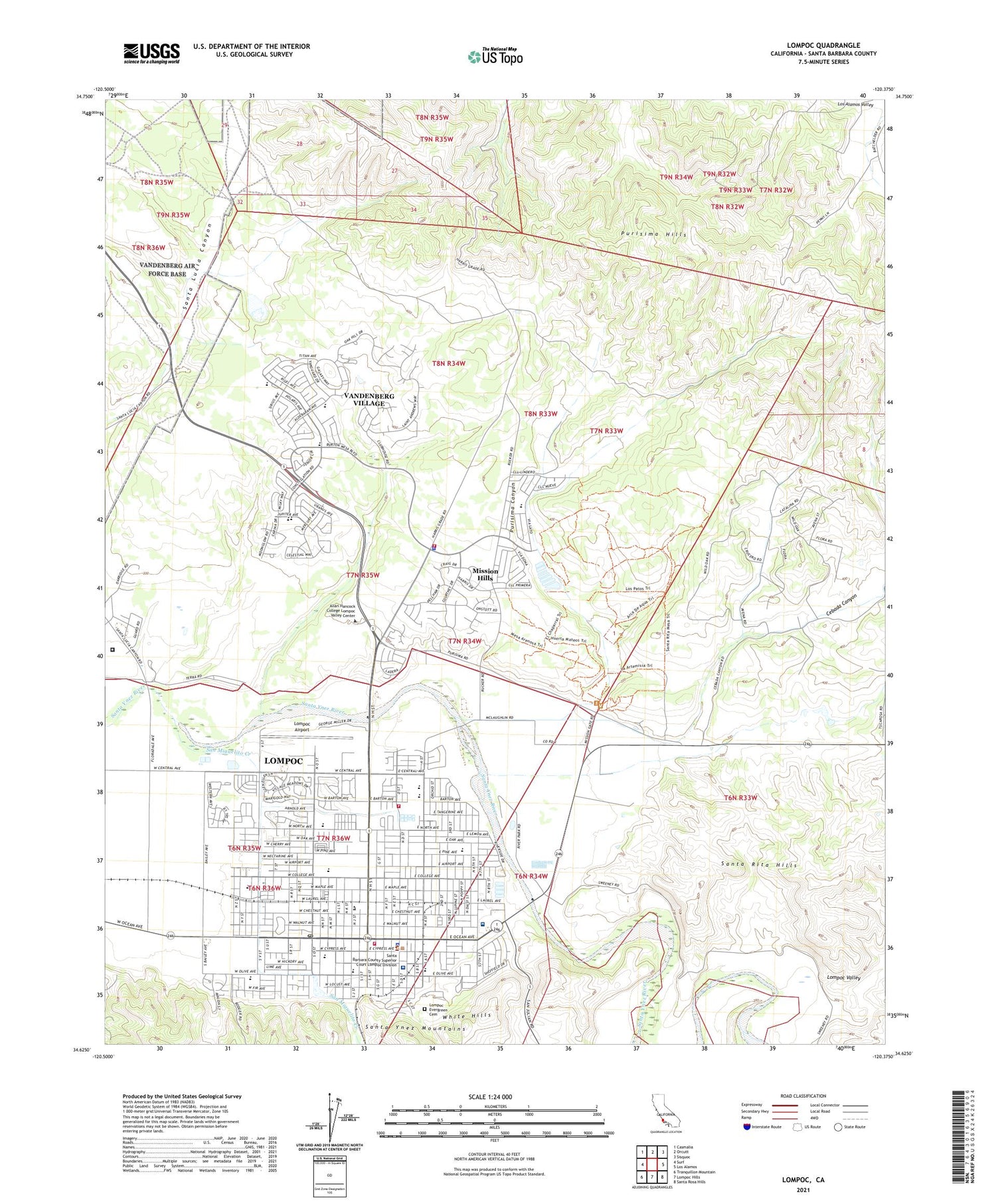 Lompoc California US Topo Map Image