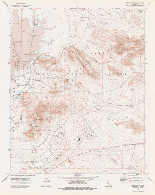 Classic USGS Lone Butte California 7.5'x7.5' Topo Map Image