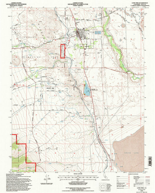 Classic USGS Lone Pine California 7.5'x7.5' Topo Map Image