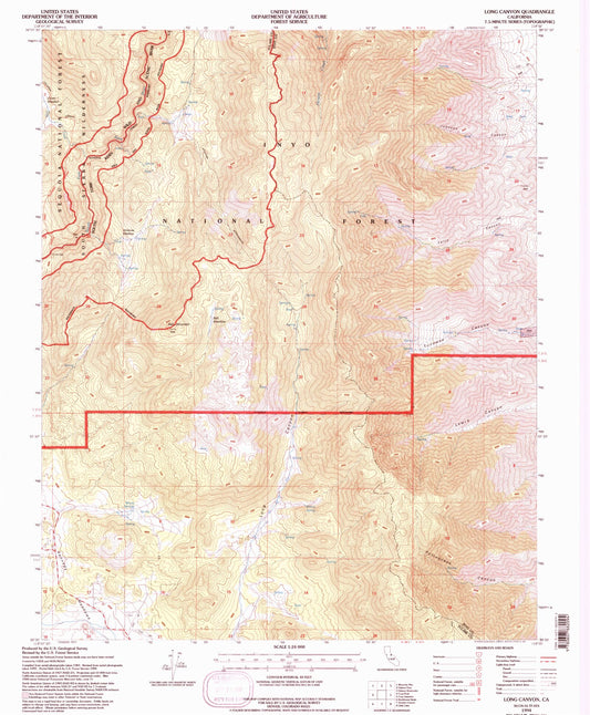 Classic USGS Long Canyon California 7.5'x7.5' Topo Map Image