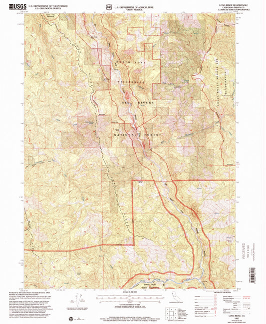 Classic USGS Long Ridge California 7.5'x7.5' Topo Map Image
