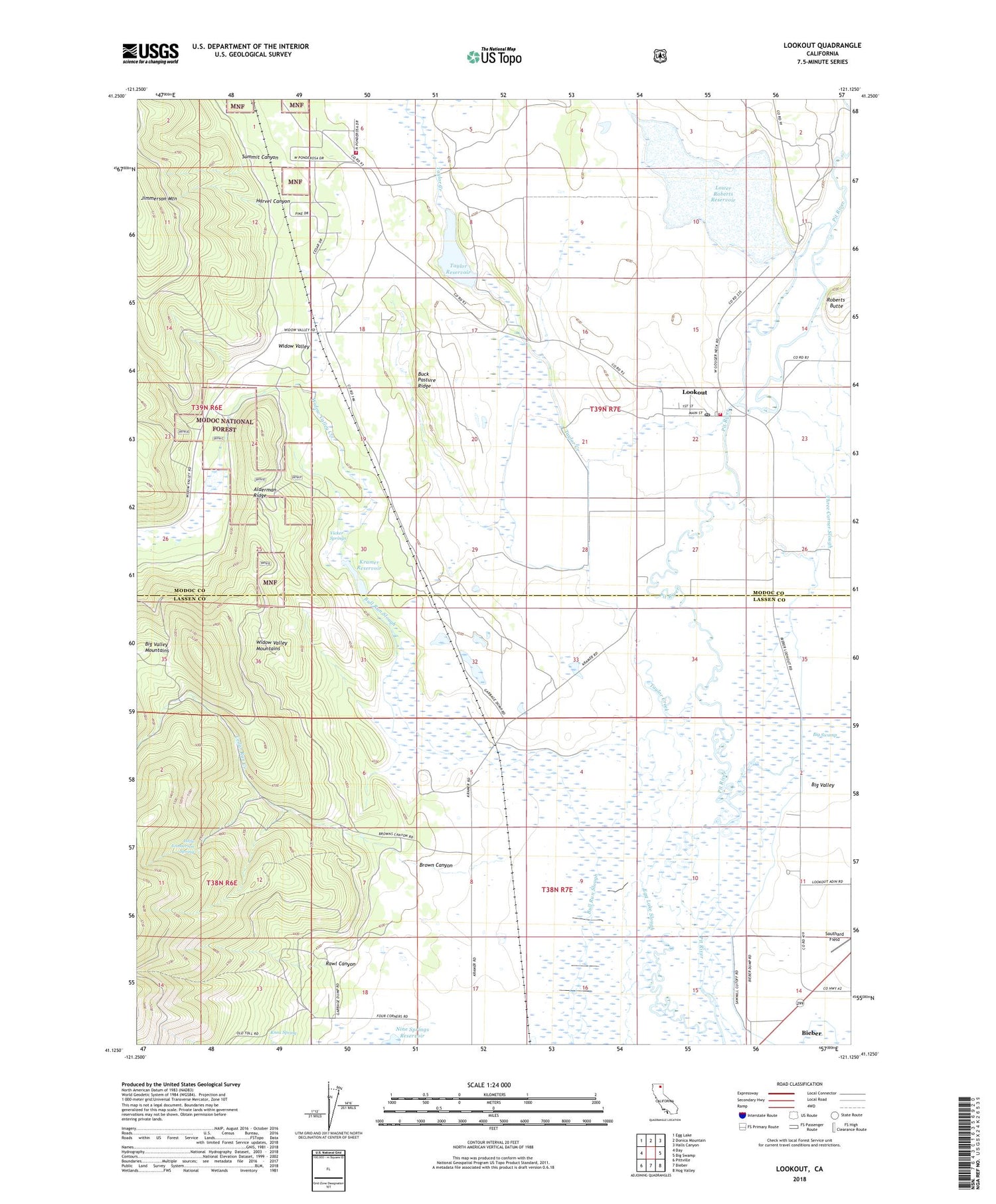 Lookout California US Topo Map Image