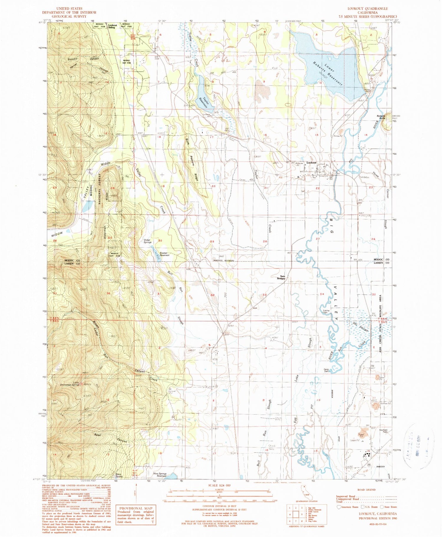 Classic USGS Lookout California 7.5'x7.5' Topo Map Image