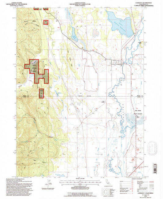 Classic USGS Lookout California 7.5'x7.5' Topo Map Image