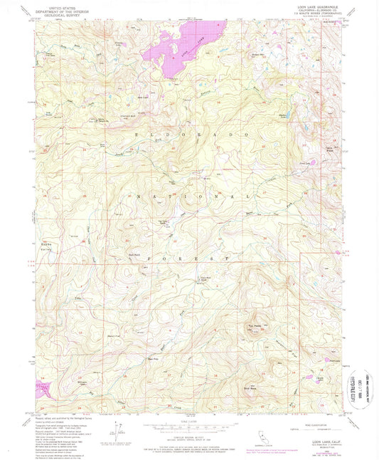 Classic USGS Loon Lake California 7.5'x7.5' Topo Map Image