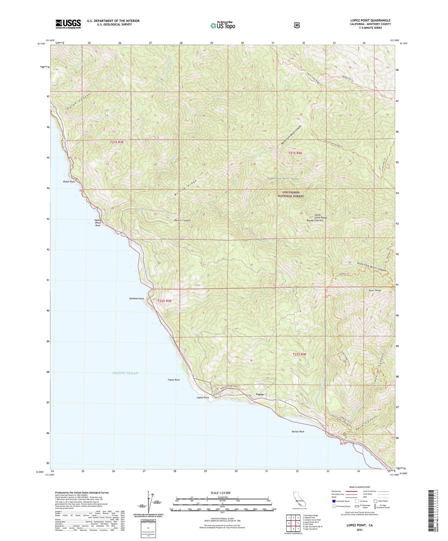 Lopez Point California US Topo Map Image