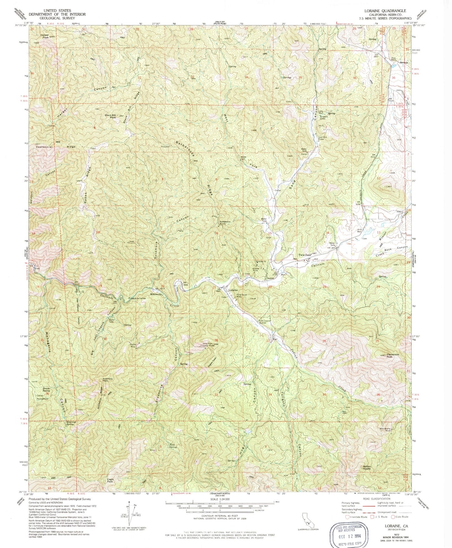 Classic USGS Loraine California 7.5'x7.5' Topo Map Image