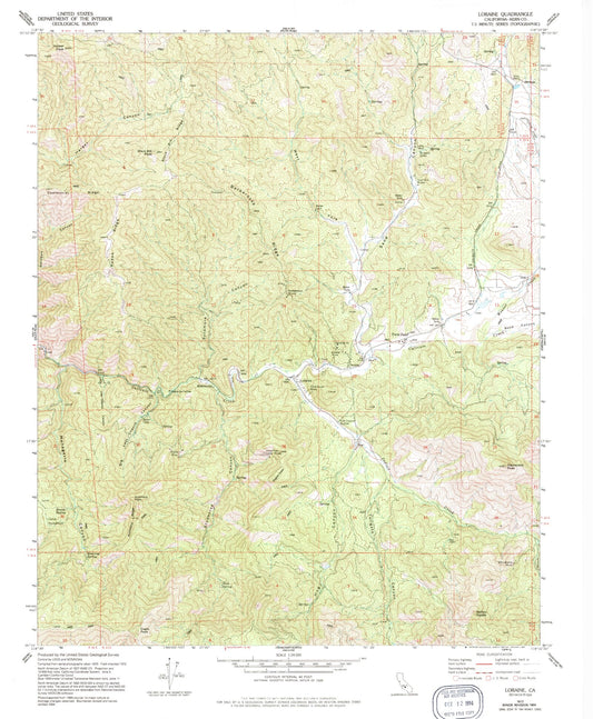 Classic USGS Loraine California 7.5'x7.5' Topo Map Image