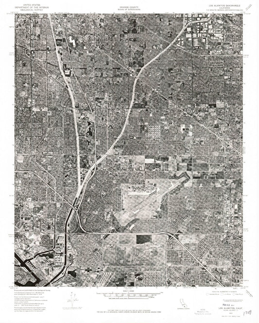 Classic USGS Los Alamitos California 7.5'x7.5' Topo Map Image
