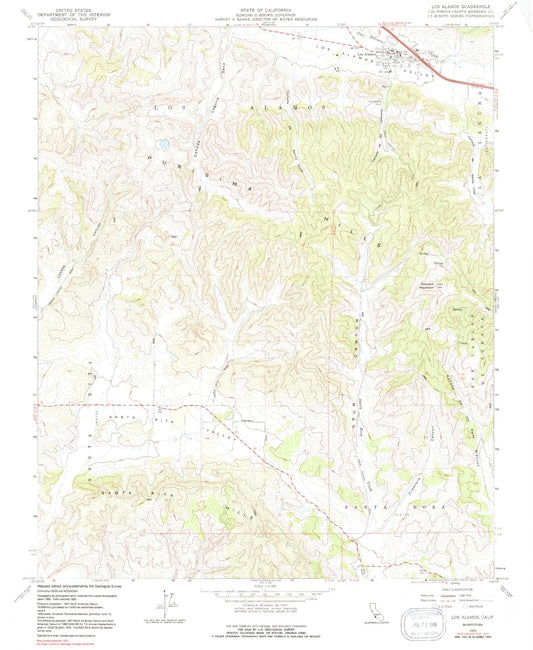 Classic USGS Los Alamos California 7.5'x7.5' Topo Map Image