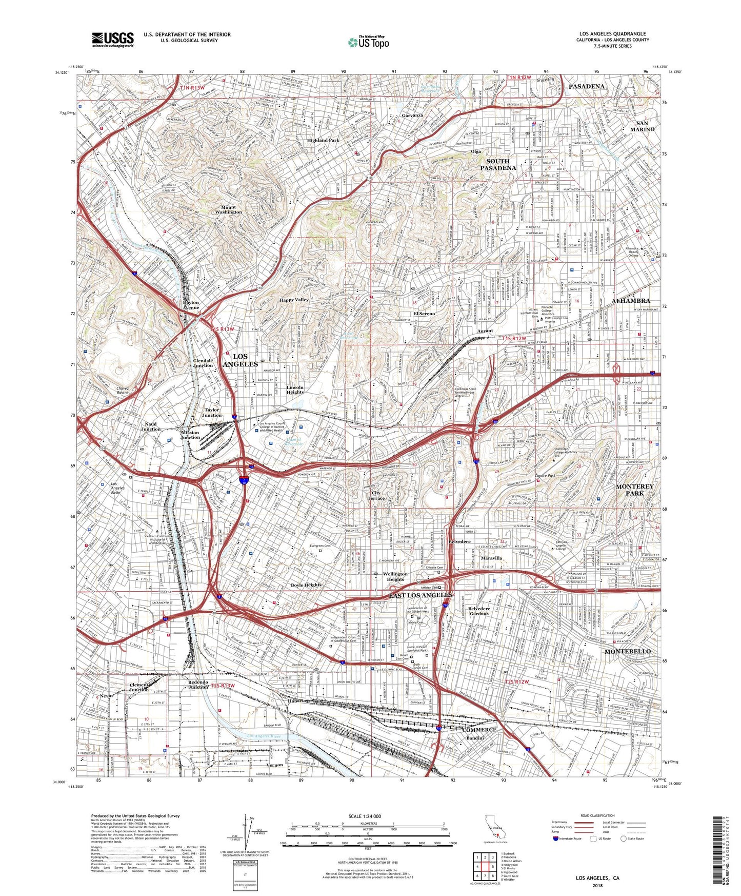 Los Angeles California US Topo Map Image