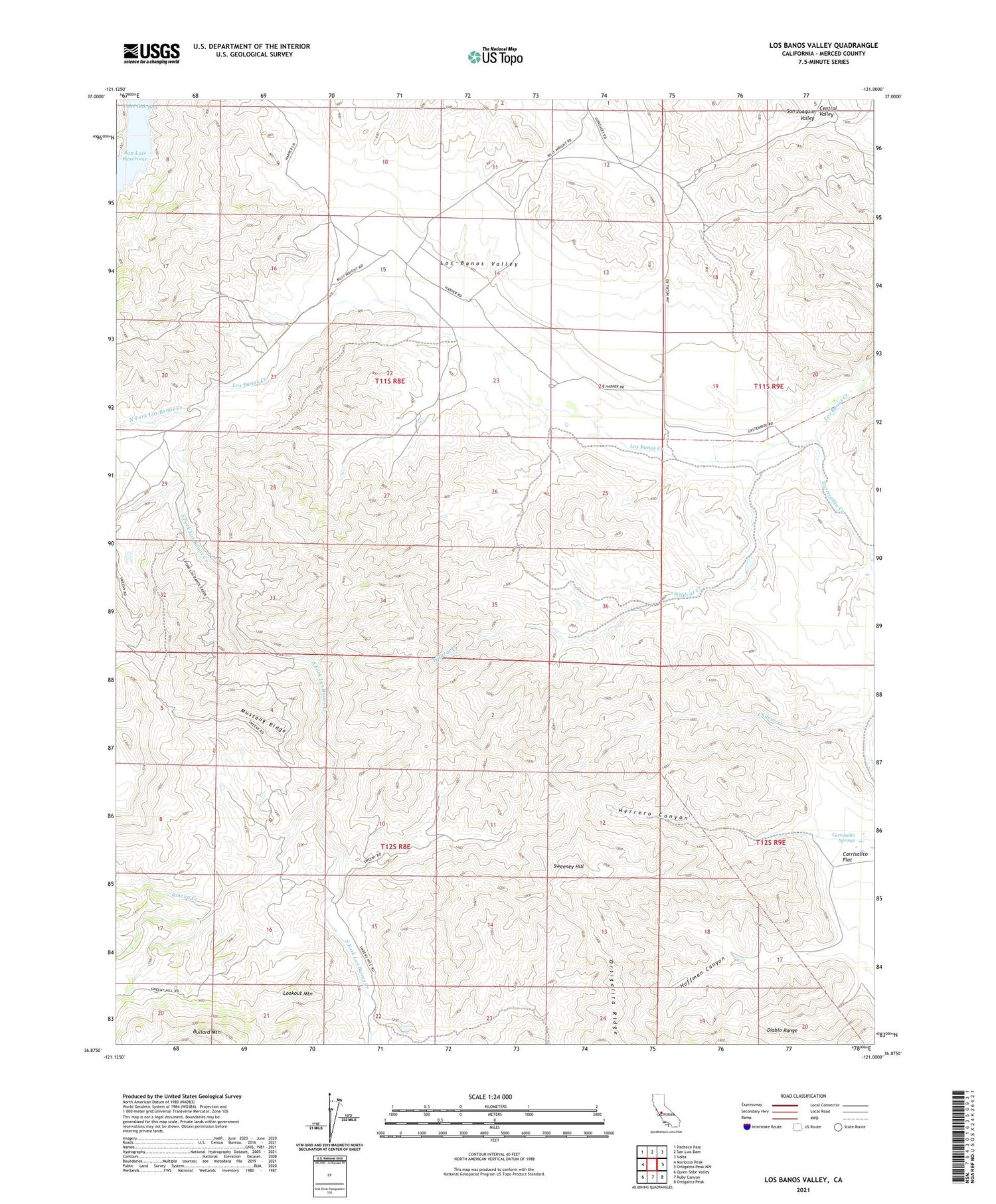 Los Banos Valley California US Topo Map Image