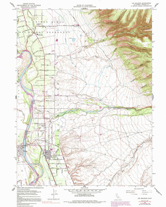 Classic USGS Los Molinos California 7.5'x7.5' Topo Map Image