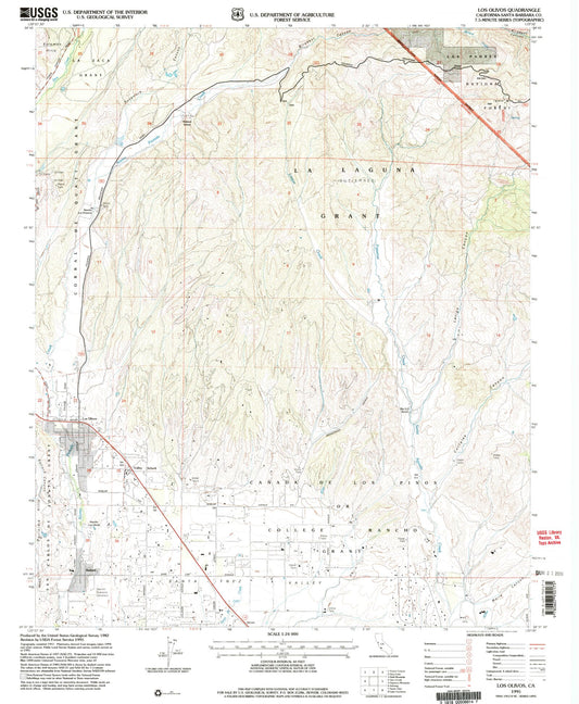 Classic USGS Los Olivos California 7.5'x7.5' Topo Map Image